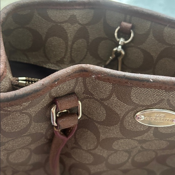 COACH Signature Margot Brown Canvas Tote Bag with Leather Trim - Picture 16 of 17